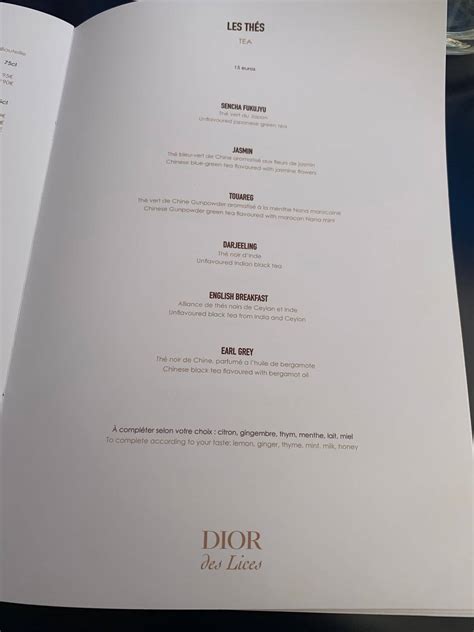 menu de dior café des lices|Dior des lices menu.